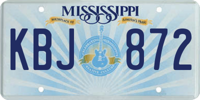 MS license plate KBJ872