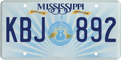 MS license plate KBJ892