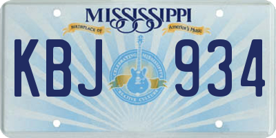 MS license plate KBJ934