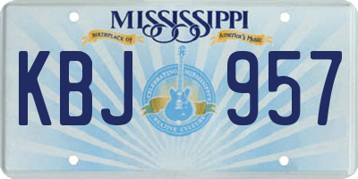 MS license plate KBJ957