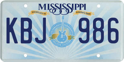 MS license plate KBJ986