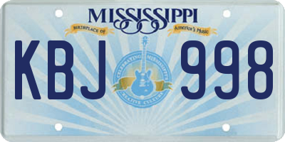 MS license plate KBJ998