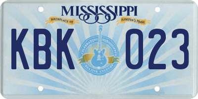 MS license plate KBK023