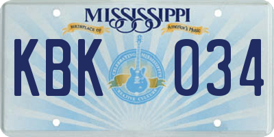 MS license plate KBK034
