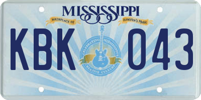 MS license plate KBK043