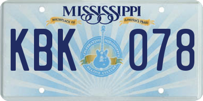 MS license plate KBK078