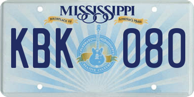 MS license plate KBK080