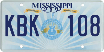 MS license plate KBK108