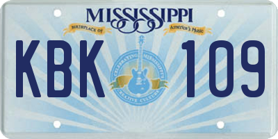 MS license plate KBK109