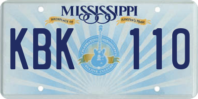 MS license plate KBK110