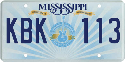 MS license plate KBK113