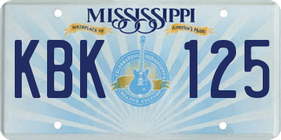 MS license plate KBK125