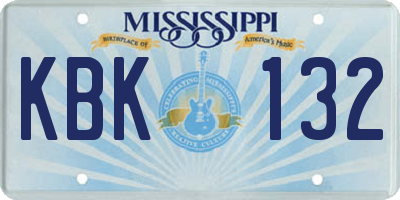 MS license plate KBK132
