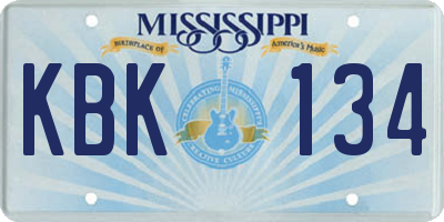 MS license plate KBK134