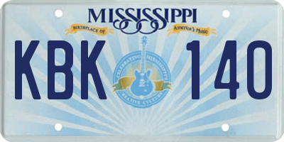 MS license plate KBK140