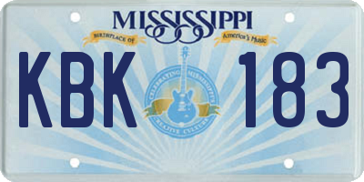 MS license plate KBK183