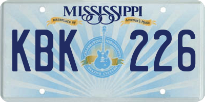MS license plate KBK226