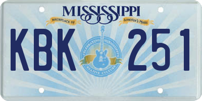 MS license plate KBK251