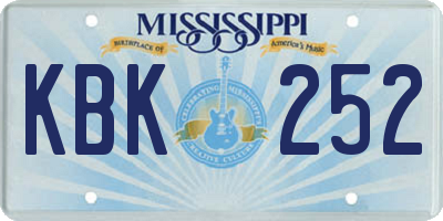 MS license plate KBK252