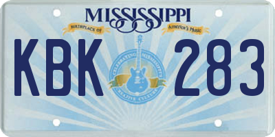 MS license plate KBK283