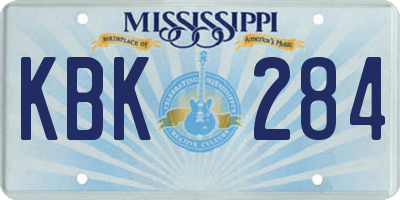 MS license plate KBK284