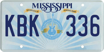 MS license plate KBK336