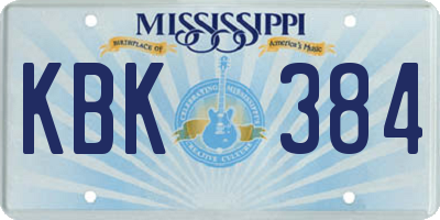 MS license plate KBK384