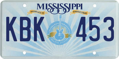 MS license plate KBK453