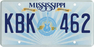MS license plate KBK462