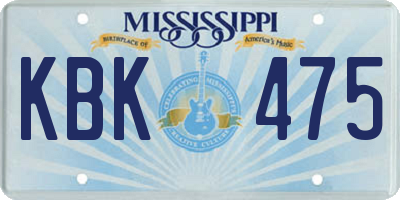 MS license plate KBK475