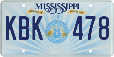 MS license plate KBK478
