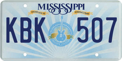 MS license plate KBK507