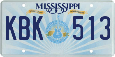 MS license plate KBK513