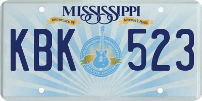 MS license plate KBK523