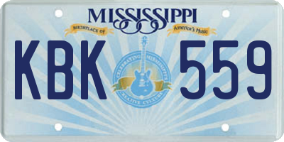 MS license plate KBK559