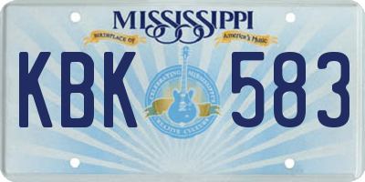 MS license plate KBK583