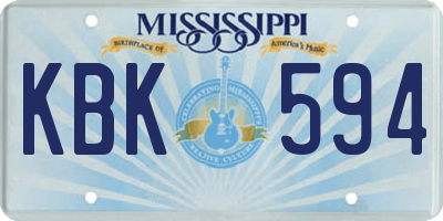 MS license plate KBK594