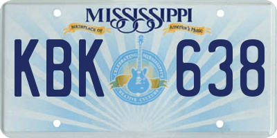 MS license plate KBK638