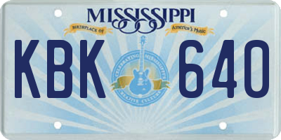MS license plate KBK640