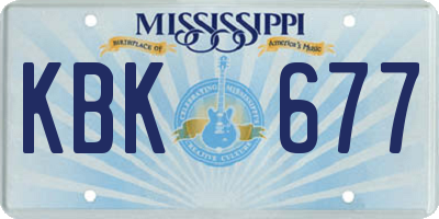 MS license plate KBK677