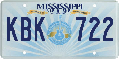 MS license plate KBK722