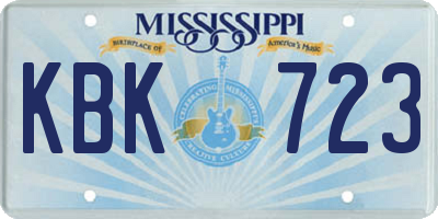 MS license plate KBK723