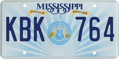 MS license plate KBK764