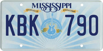 MS license plate KBK790