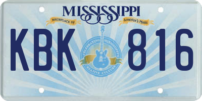 MS license plate KBK816