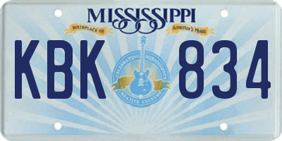 MS license plate KBK834