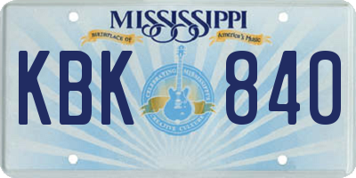 MS license plate KBK840