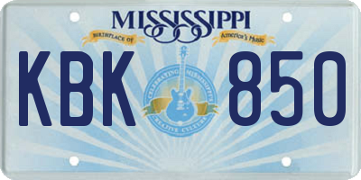 MS license plate KBK850