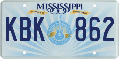 MS license plate KBK862