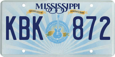 MS license plate KBK872